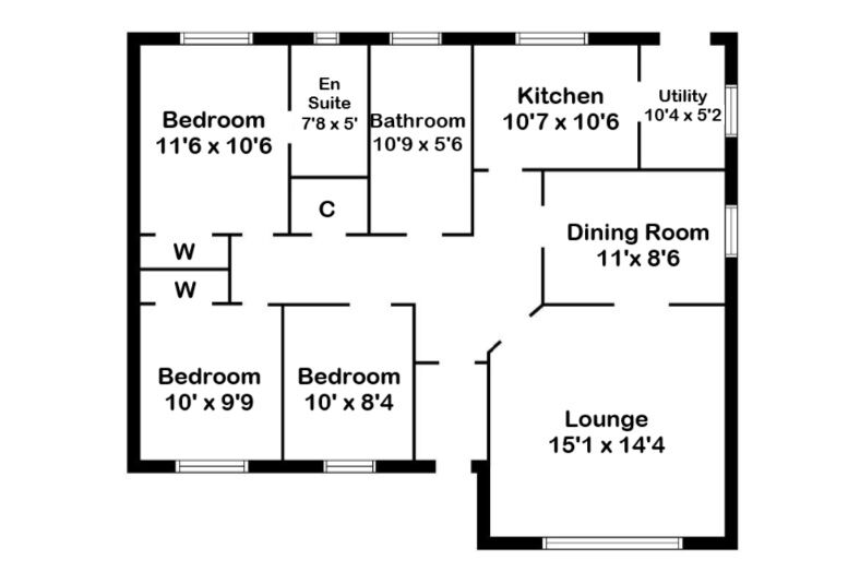 Floorplan of 3 bedroom Detached Bungalow for sale, School Road, Morningside, North Lanarkshire, ML2