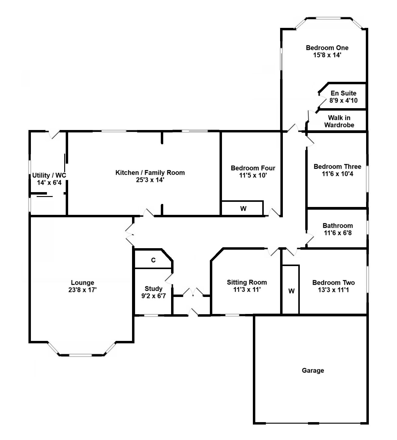 Floorplan of 4 bedroom Detached Bungalow for sale, Captains Walk, Cleland, North Lanarkshire, ML1