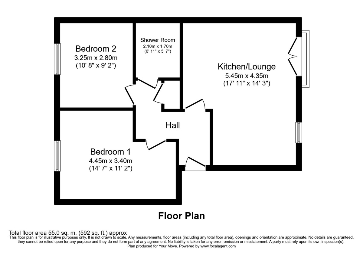 Floorplan of 2 bedroom  Flat to rent, Fernbeck Close, Farnworth, Bolton, BL4