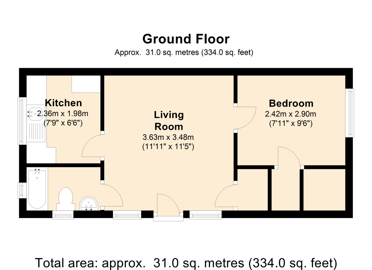 Floorplan of 1 bedroom  Flat to rent, Sandy Lane South, Wallington, Surrey, SM6