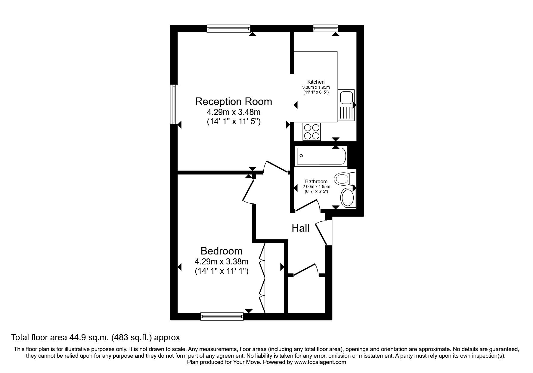 Floorplan of 1 bedroom  Flat to rent, Clarendon Road, Wallington, SM6