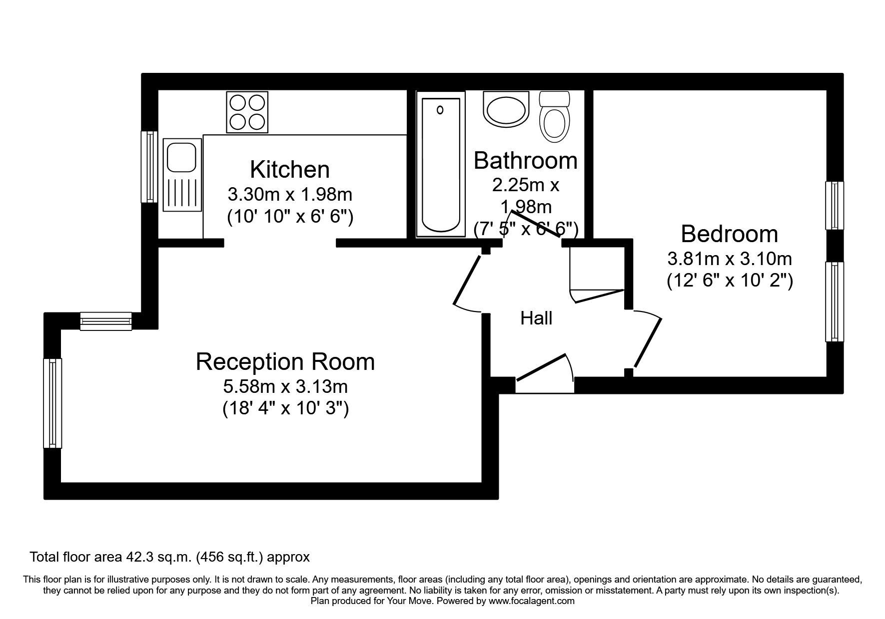 Floorplan of 1 bedroom  Flat to rent, Mullards Close, Mitcham, CR4