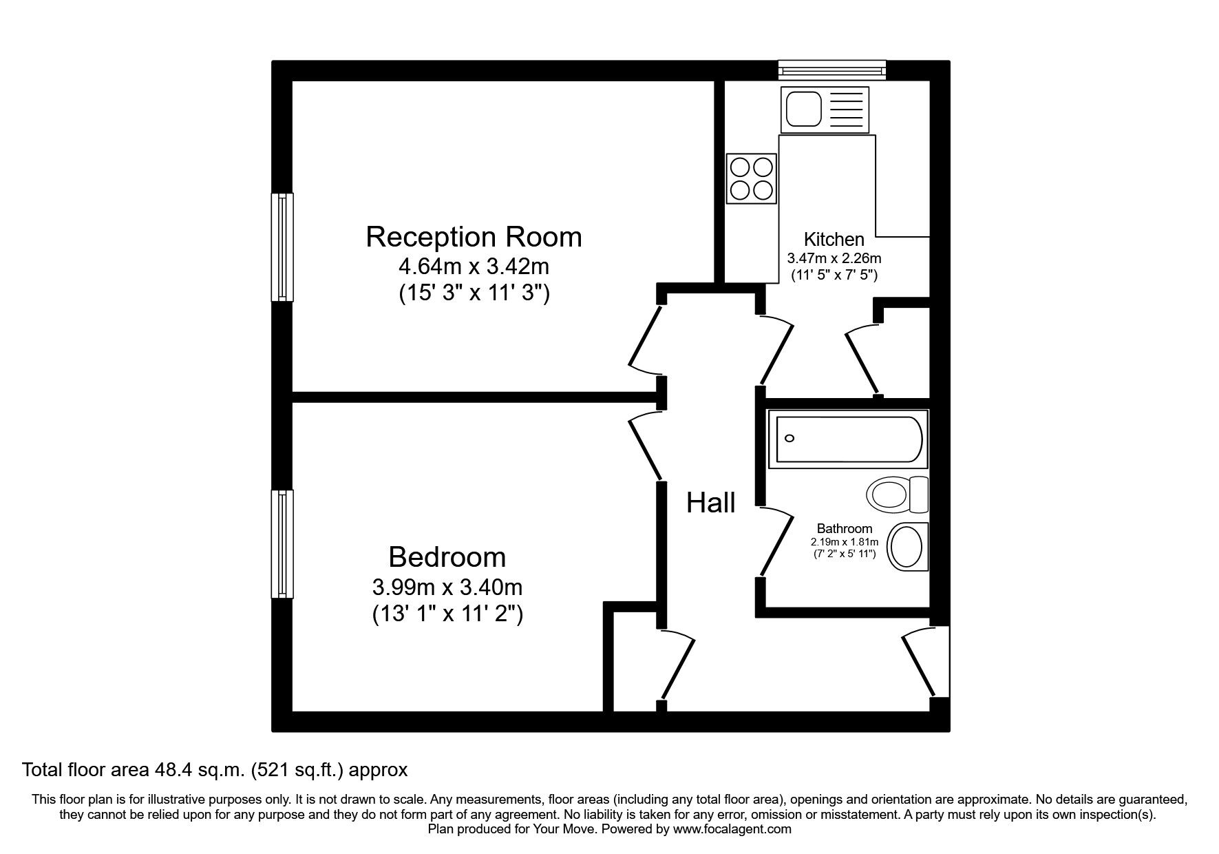 Floorplan of 1 bedroom  Flat for sale, Brambledown Road, Wallington, SM6