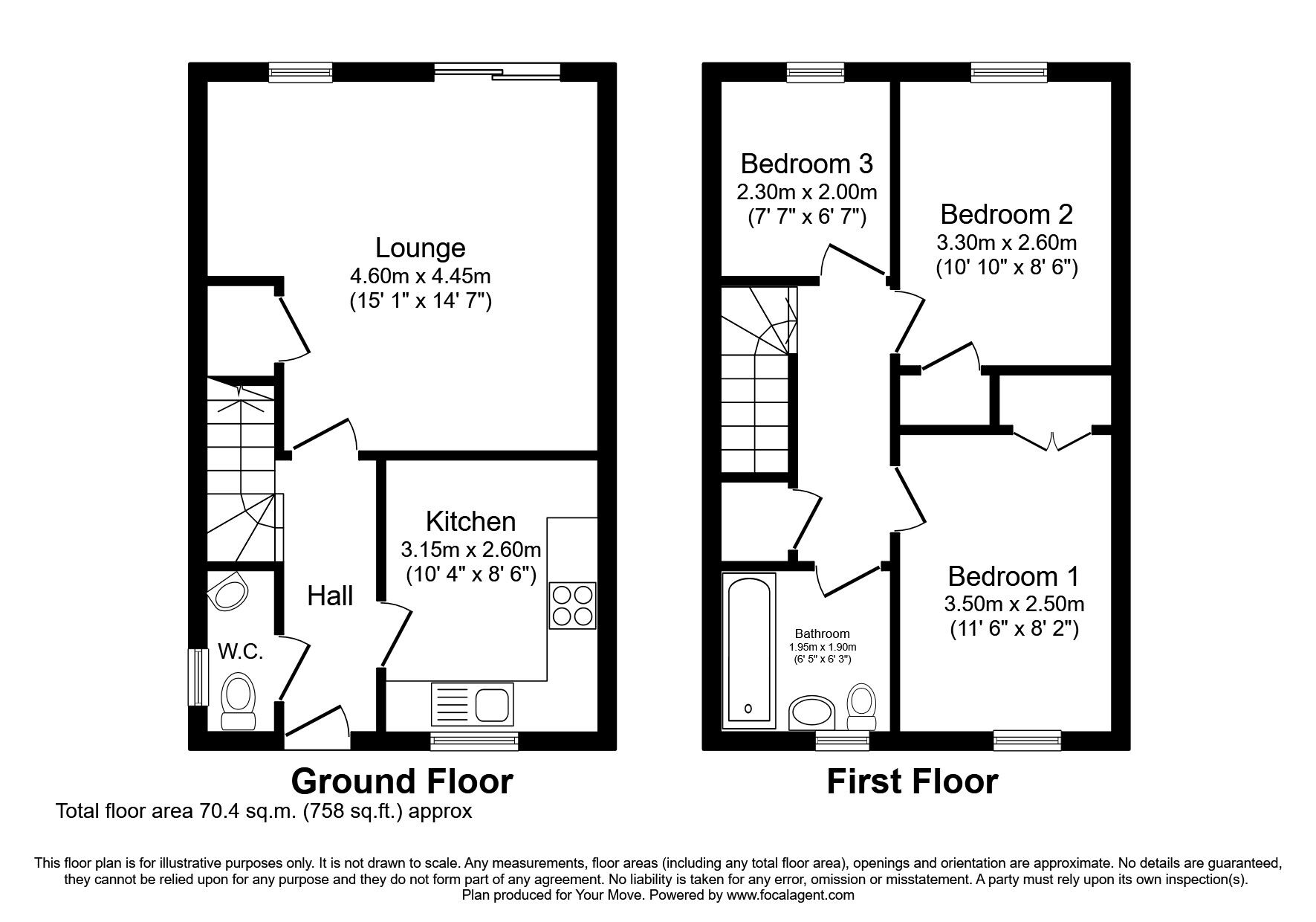 Floorplan of 3 bedroom  House to rent, Hobby Close, Cowplain, Hampshire, PO8