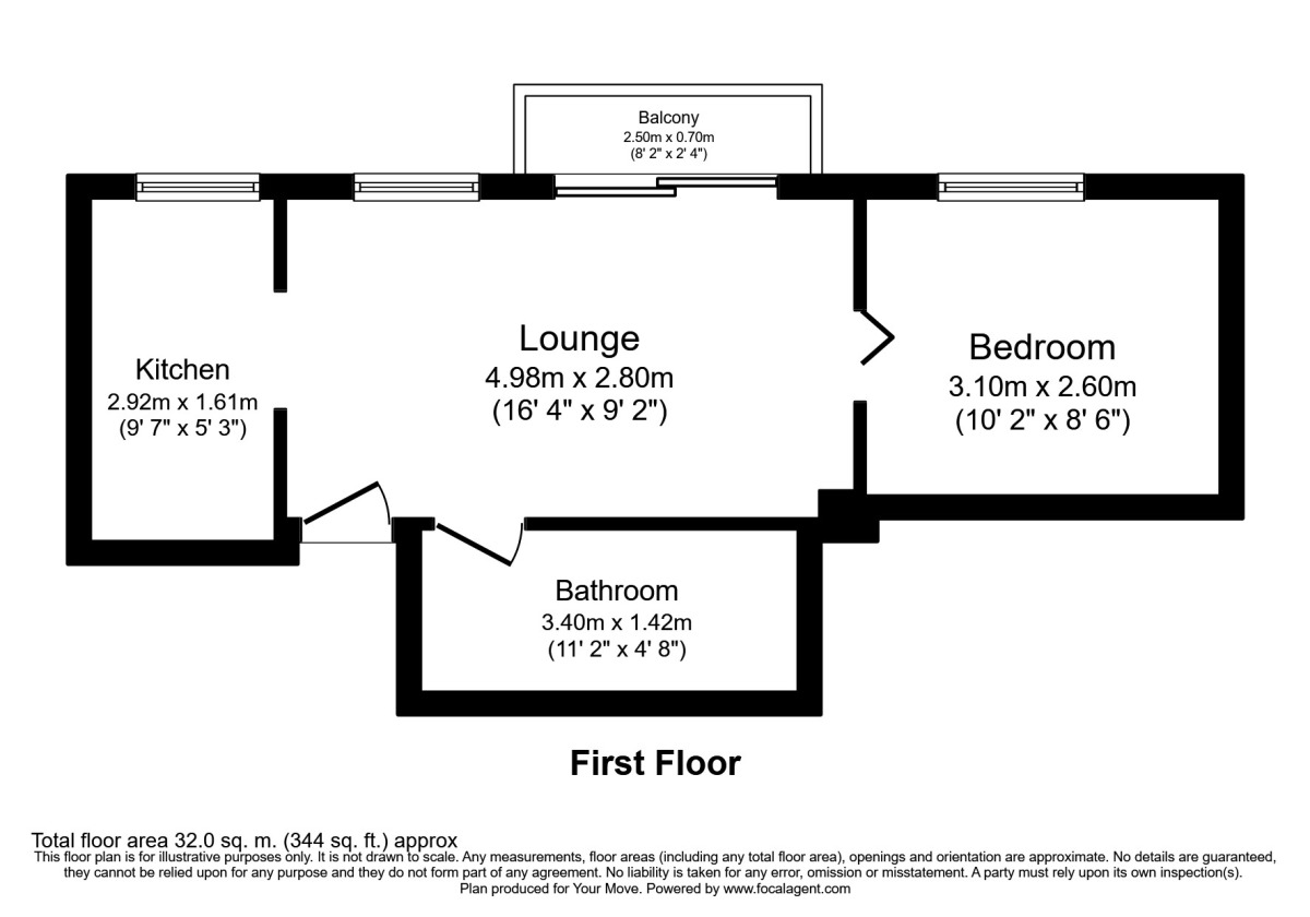 Floorplan of 1 bedroom  Flat to rent, Flat 7 Itchen Court Crombie Close, Waterlooville, Hampshire, PO8