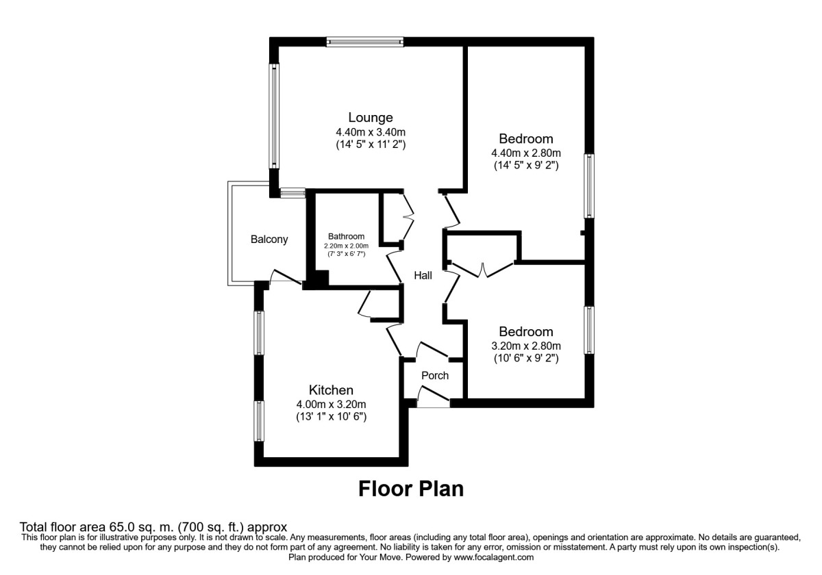 Floorplan of 2 bedroom  Flat to rent, Crombie Close, Waterlooville, Hampshire, PO8