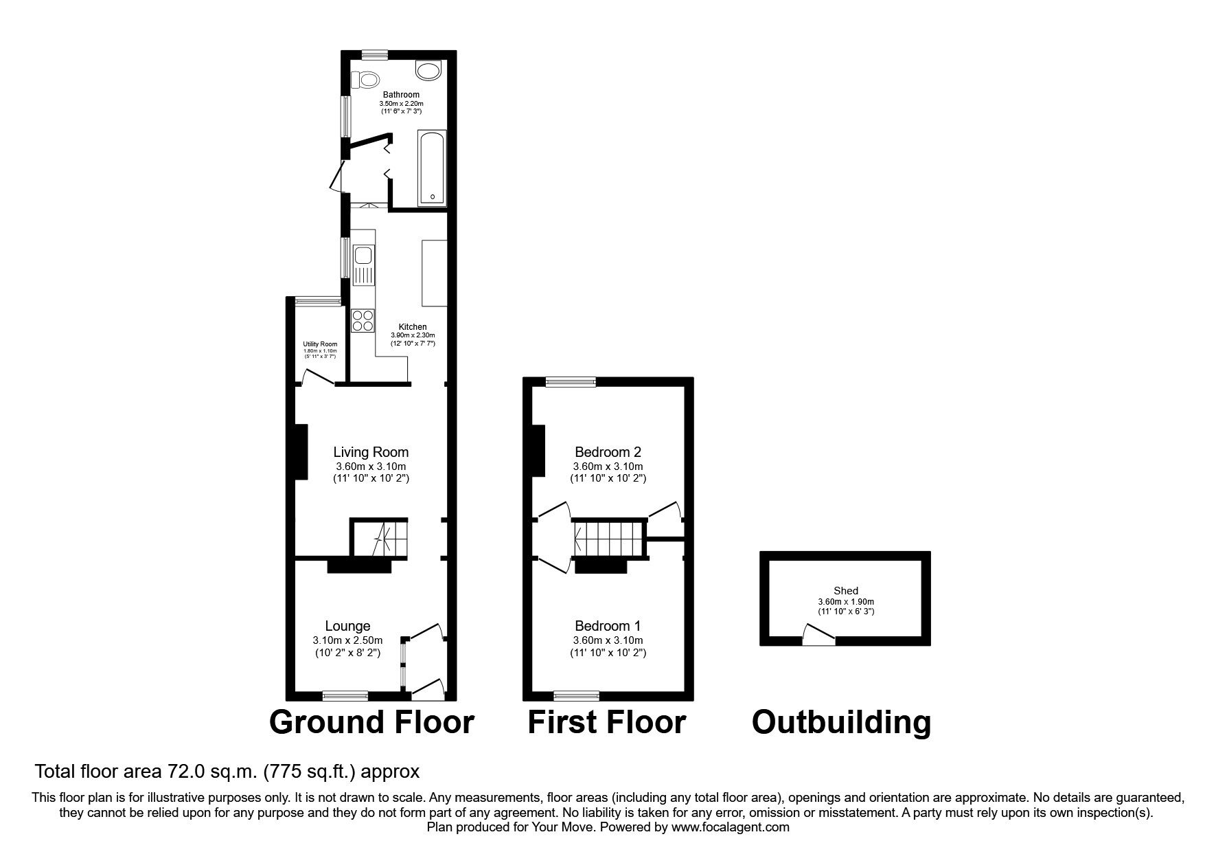 Floorplan of 2 bedroom Mid Terrace House to rent, Renny Road, Portsmouth, PO1