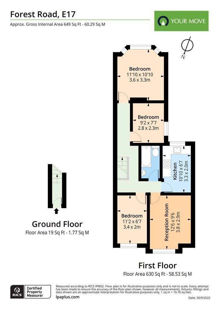 Floorplan of 3 bedroom  Flat to rent, Forest Road, Walthamstow,, E17