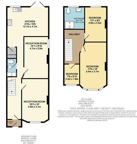 Floorplan of 3 bedroom  House to rent, Hampton Road, Chingford, London, E4