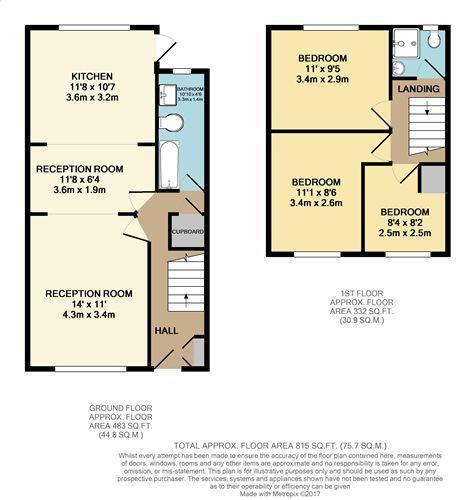 Floorplan of 3 bedroom Mid Terrace House for sale, Normanton Park, Chingford, E4