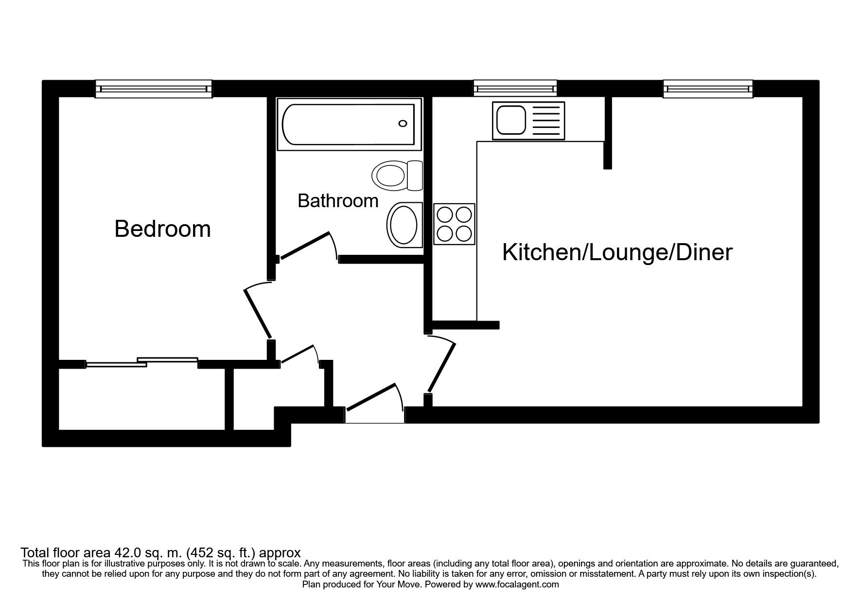 Floorplan of 1 bedroom  Flat to rent, Lichfield Street, Wolverhampton, West Midlands, WV1