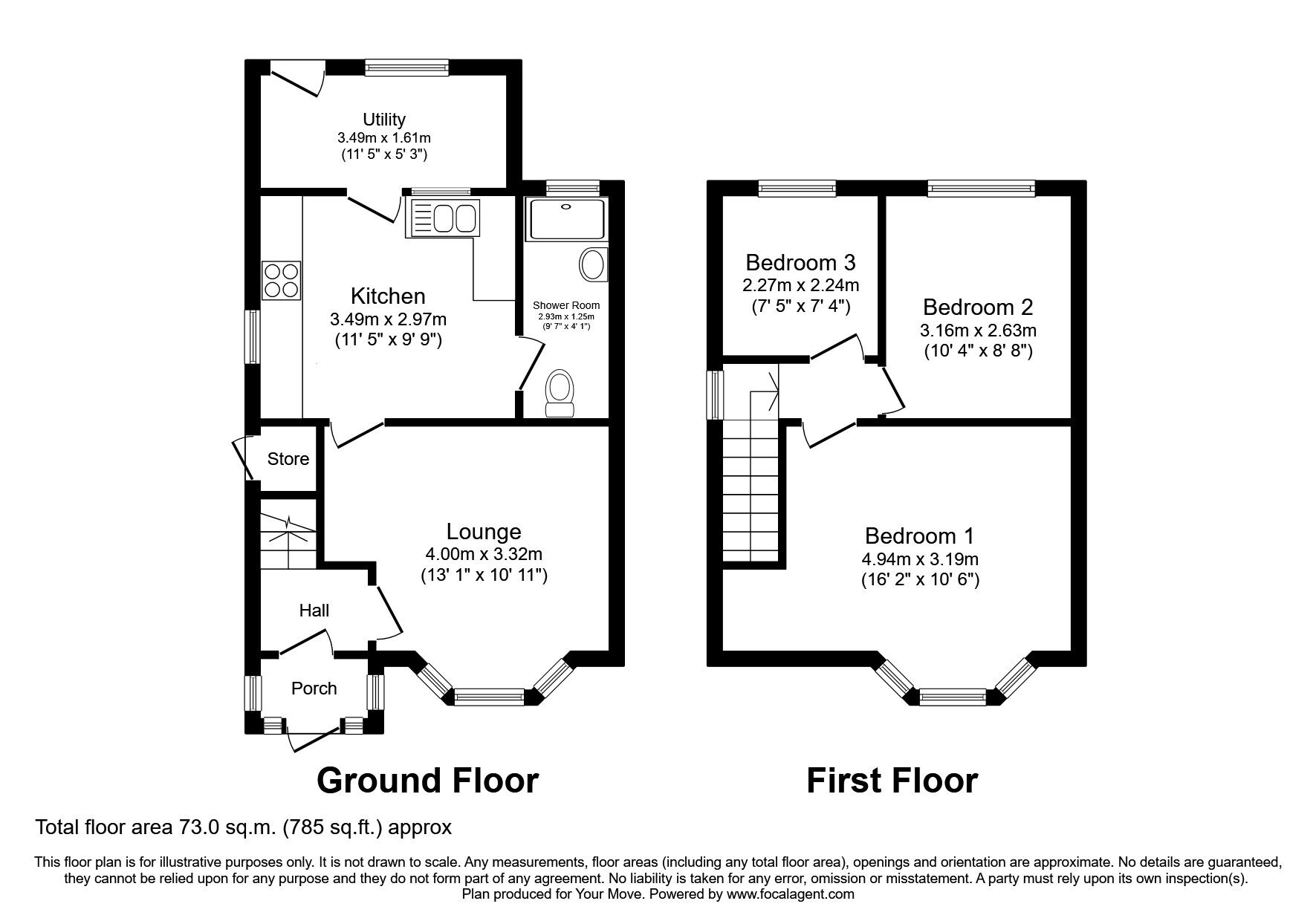 Floorplan of 3 bedroom Semi Detached House to rent, Hilton Road, Lanesfield, West Midlands, WV4