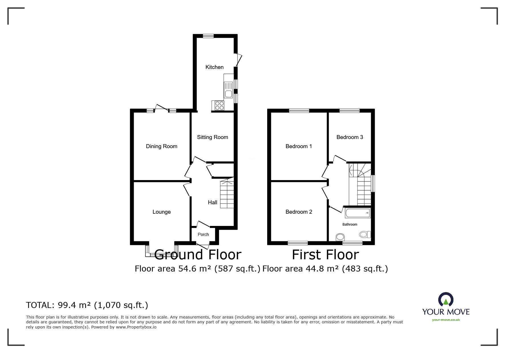 Floorplan of 3 bedroom Semi Detached House to rent, Woodfield Avenue, Wolverhampton, West Midlands, WV4