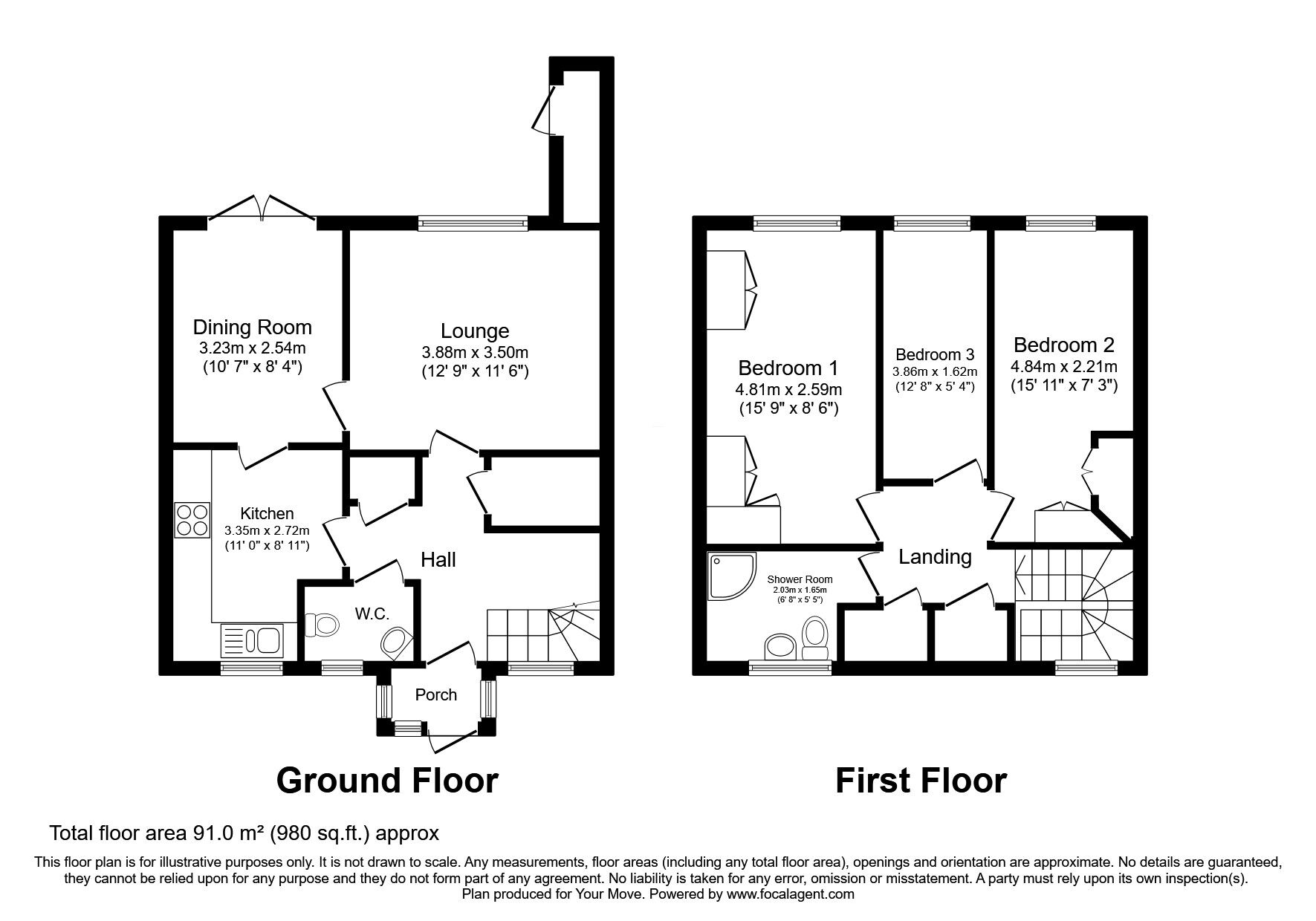 Floorplan of 3 bedroom Mid Terrace House for sale, Broad Street, Coseley, West Midlands, WV14