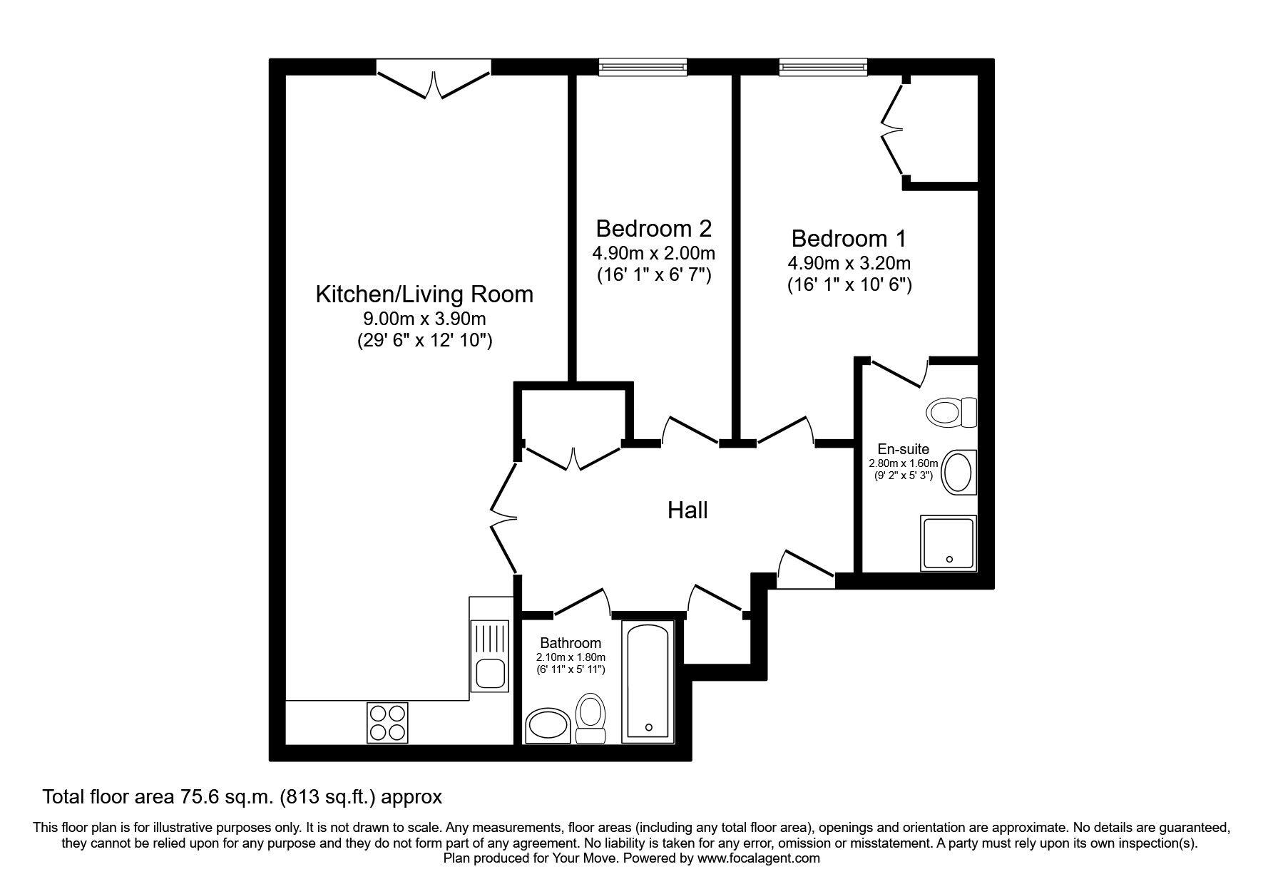 Floorplan of 2 bedroom  Flat for sale, Newhall Hill, Birmingham, West Midlands, B1