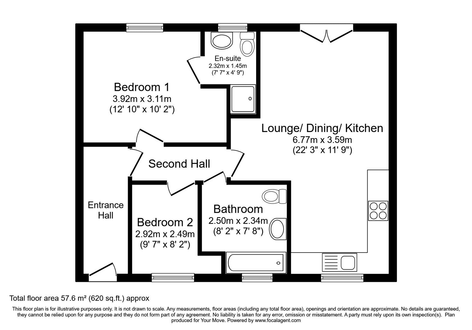 Floorplan of 2 bedroom  Flat for sale, Willenhall Road, Wolverhampton, West Midlands, WV1