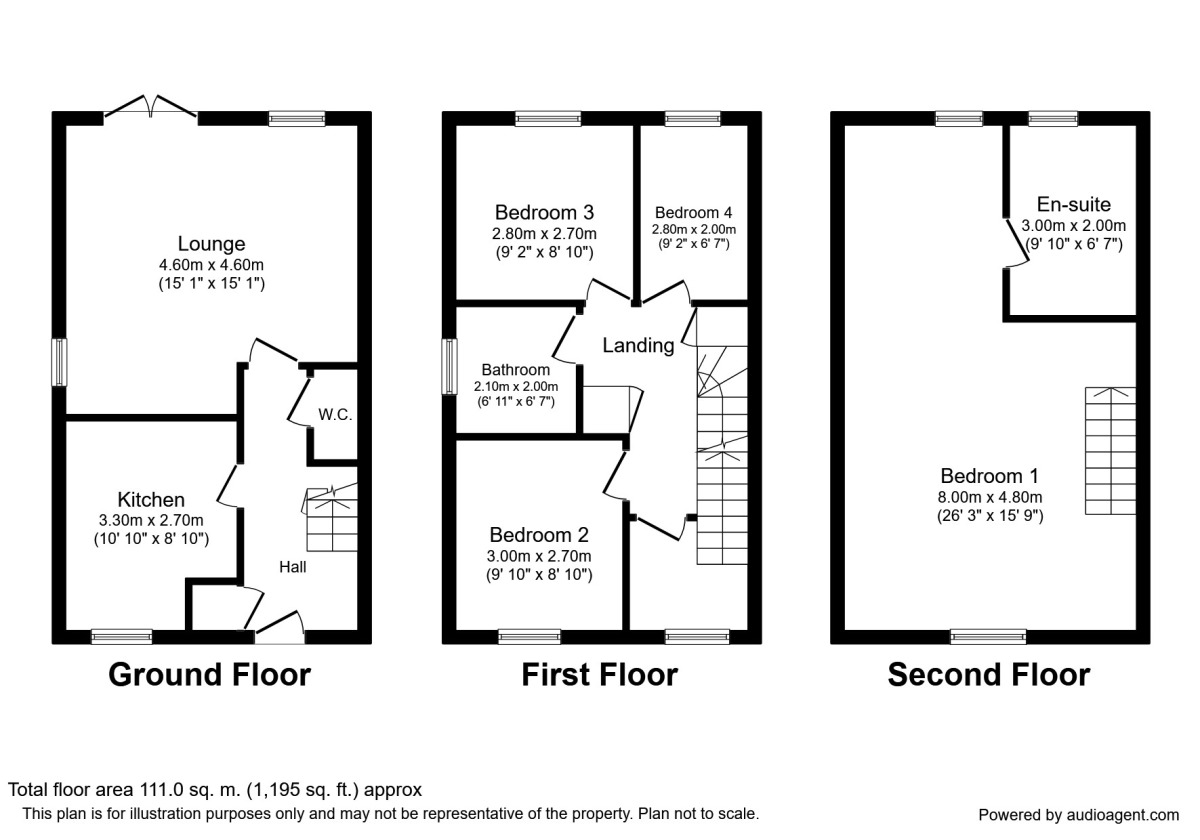 Floorplan of 4 bedroom Semi Detached House to rent, Lakeside Boulevard, Cannock, Staffordshire, WS11