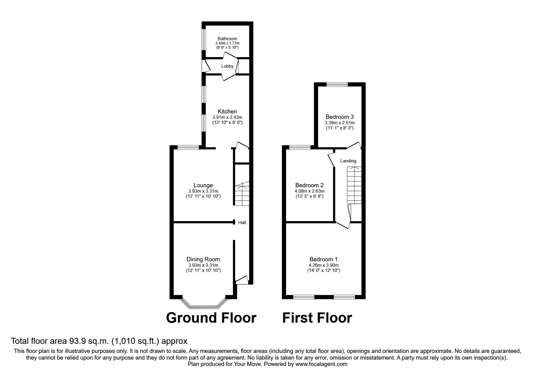 Floorplan of 3 bedroom Mid Terrace House to rent, Austin Street, Wolverhampton, West Midlands, WV6