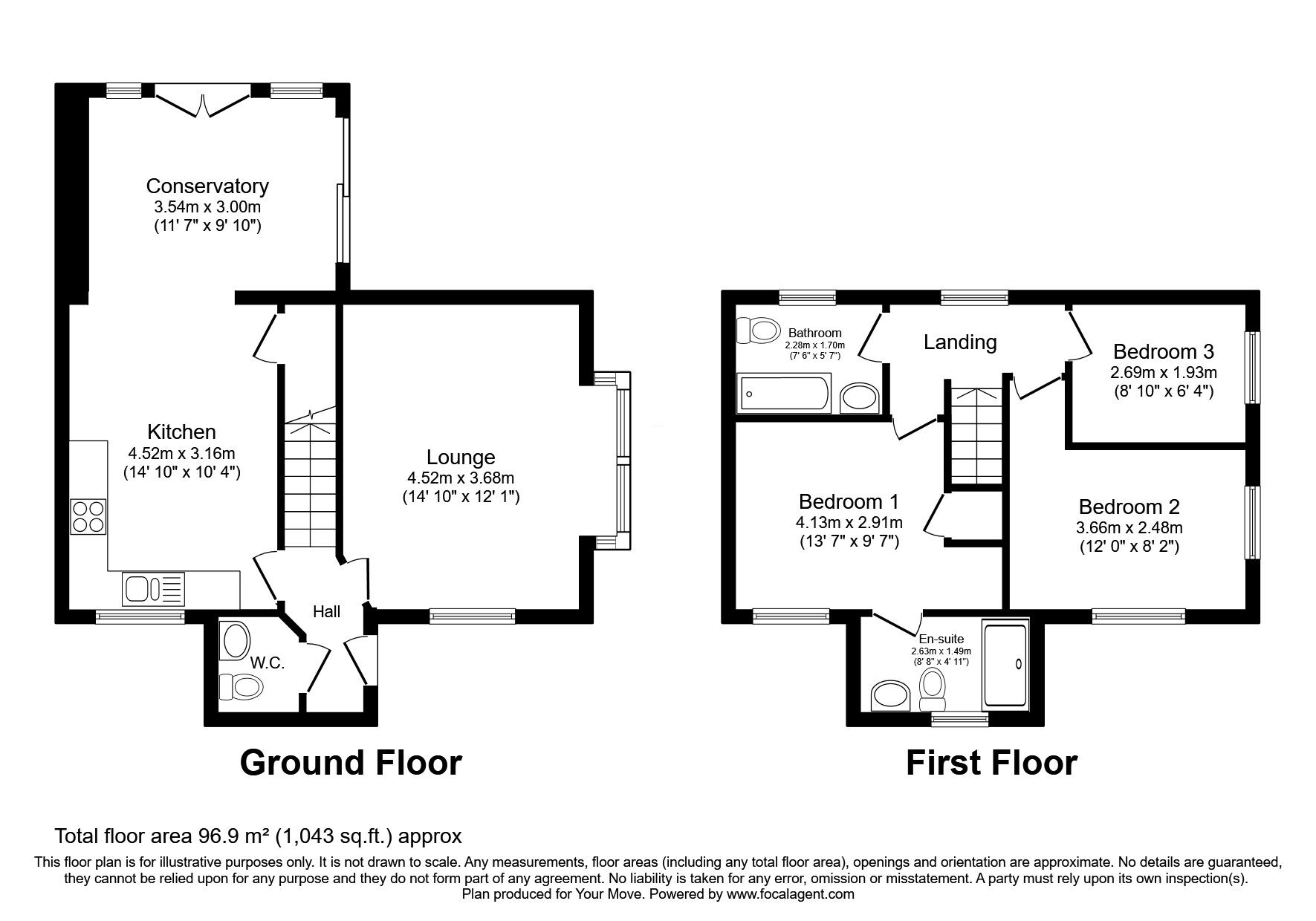 Floorplan of 3 bedroom Semi Detached House for sale, Baynton Drive, Wolverhampton, West Midlands, WV2