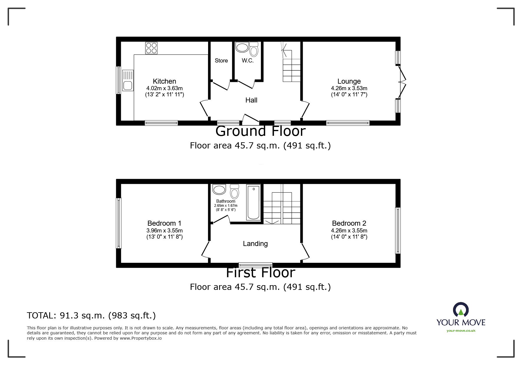 Floorplan of 2 bedroom Detached House to rent, Emerald Close, Bilston, West Midlands, WV14