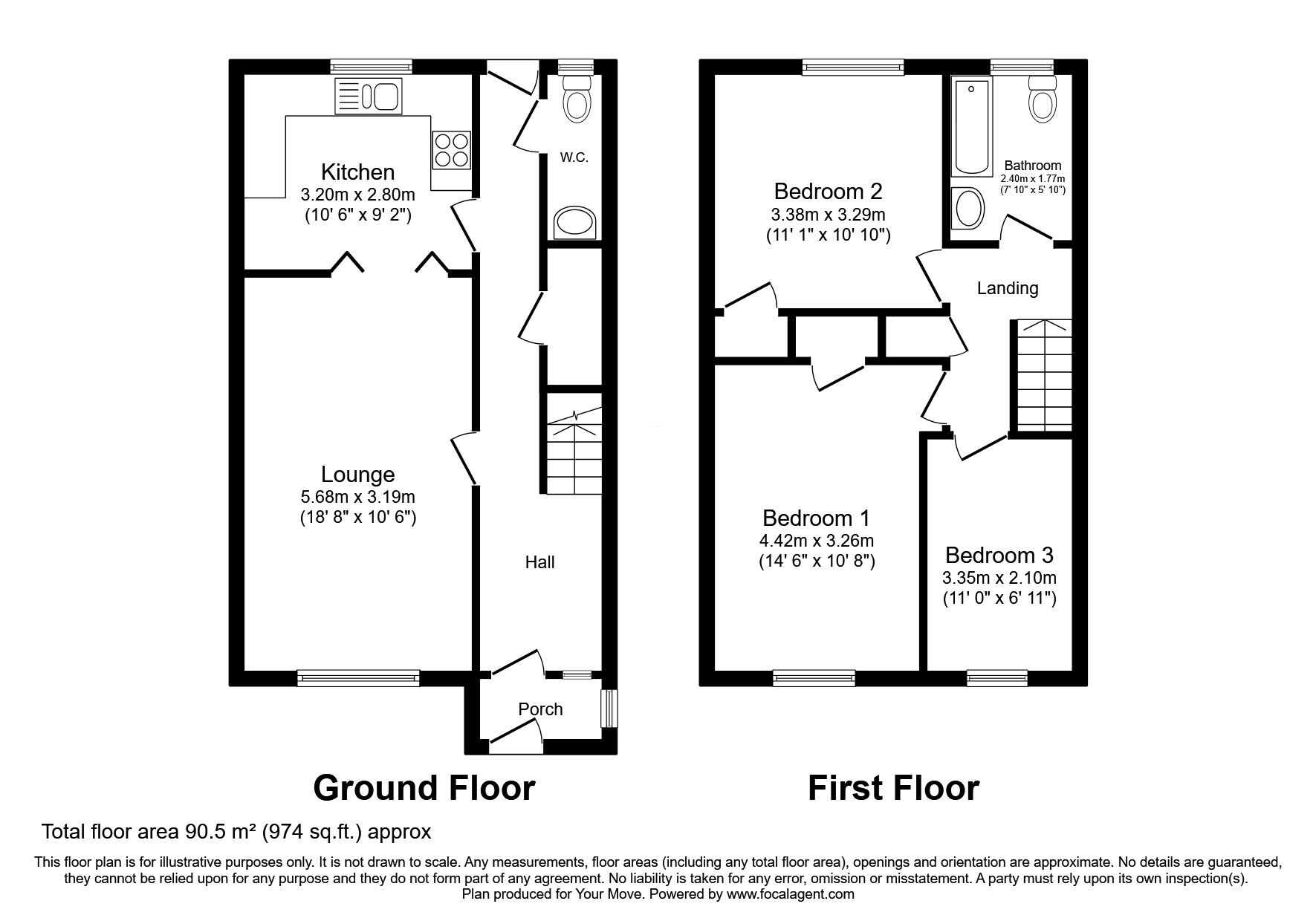 Floorplan of 3 bedroom End Terrace House for sale, Eastney Crescent, Wolverhampton, West Midlands, WV8