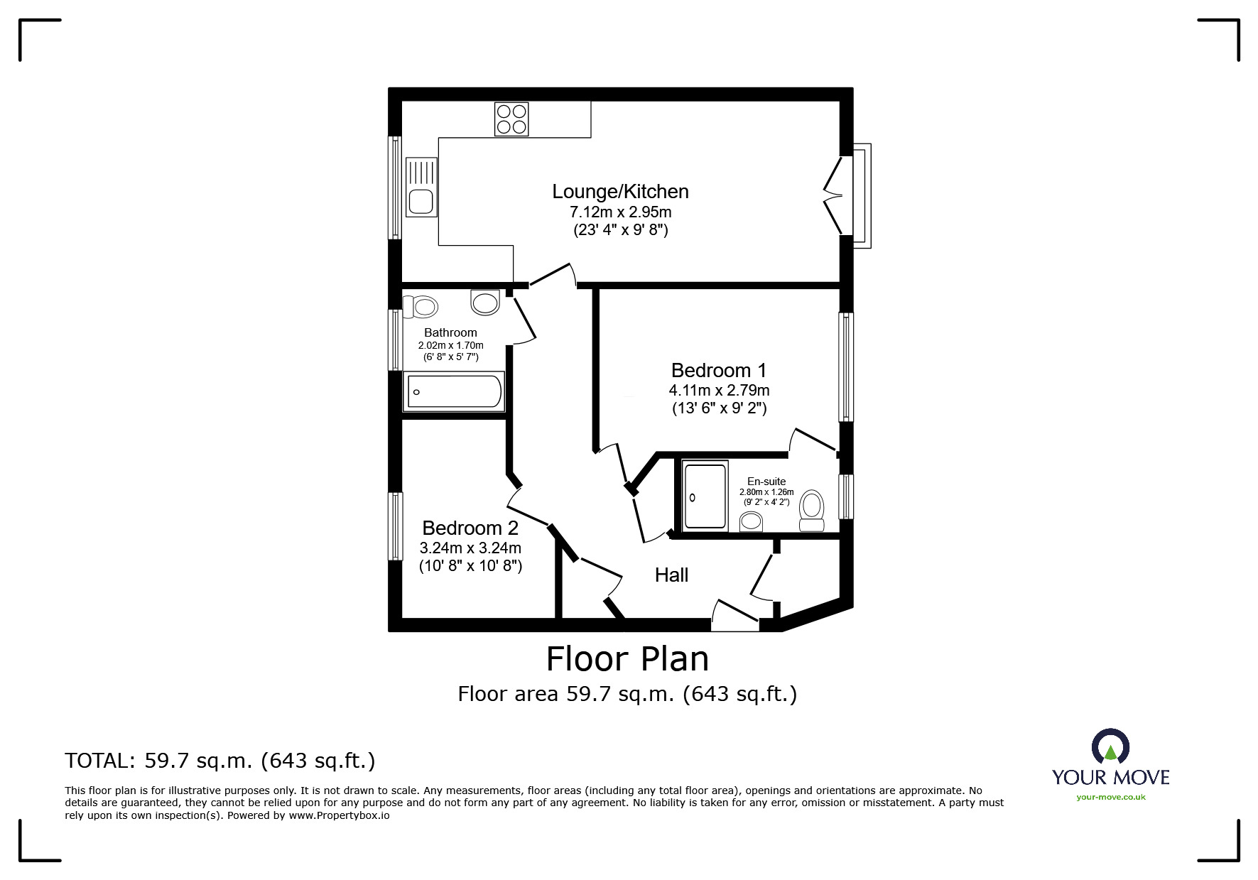 Floorplan of 2 bedroom  Flat to rent, Hurstbourne Crescent, Wolverhampton, West Midlands, WV1