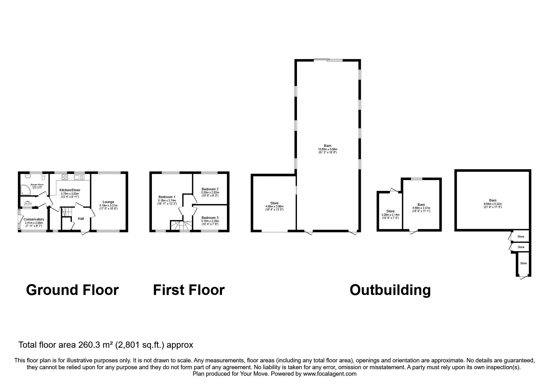 Floorplan of 6 bedroom Semi Detached House for sale, Barnhurst Lane, Codsall, Staffordshire, WV8