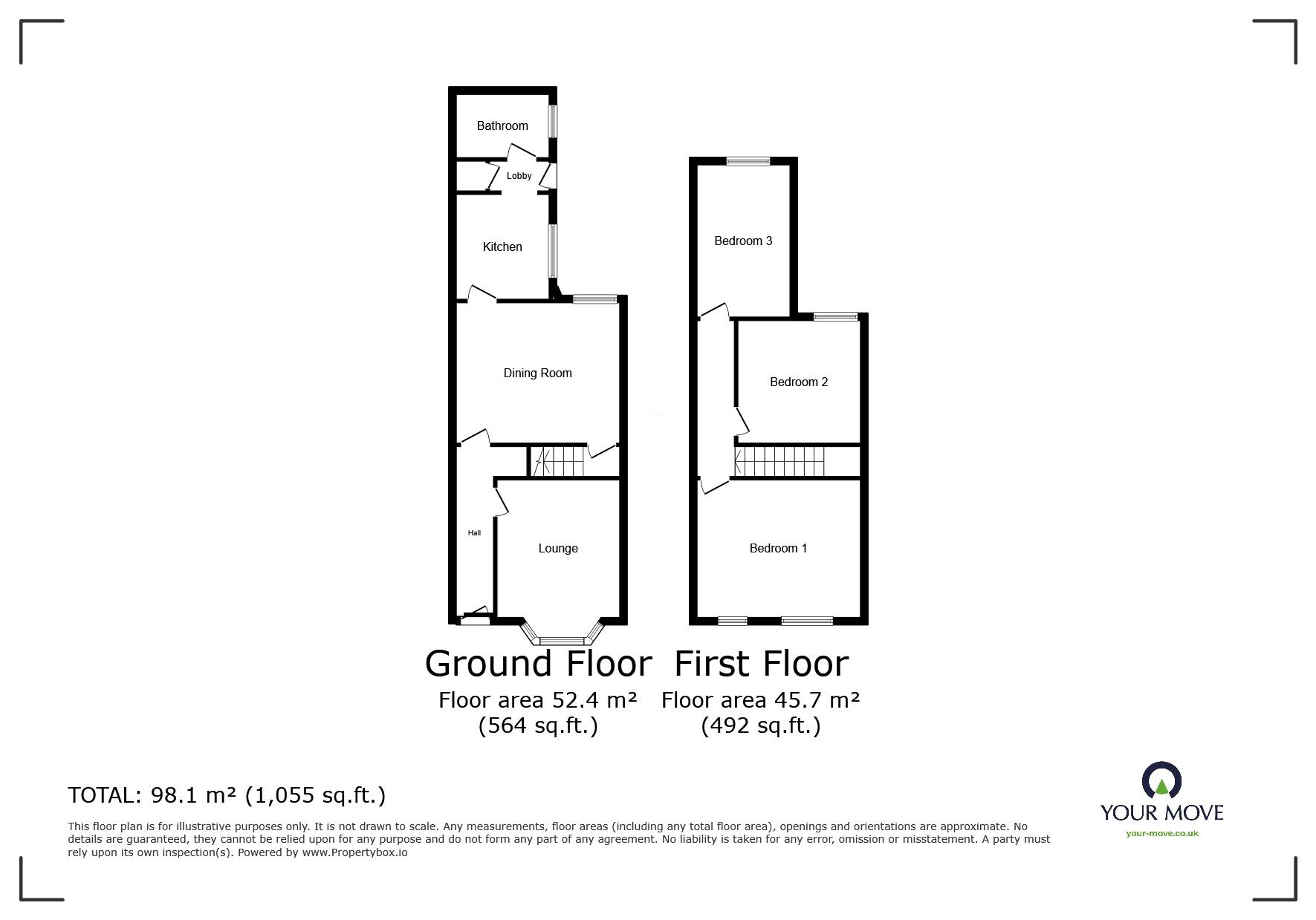 Floorplan of 3 bedroom Mid Terrace House to rent, Dunstall Road, Wolverhampton, West Midlands, WV6