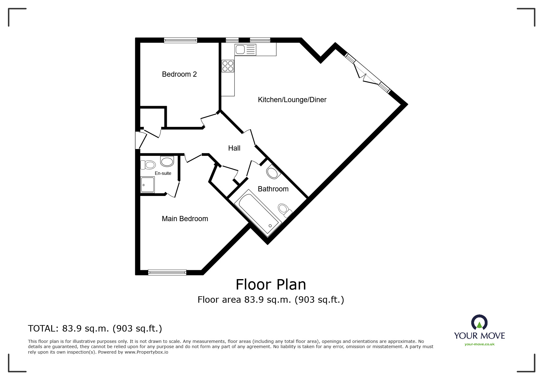 Floorplan of 2 bedroom  Flat for sale, Waterside Close, Wolverhampton, West Midlands, WV2