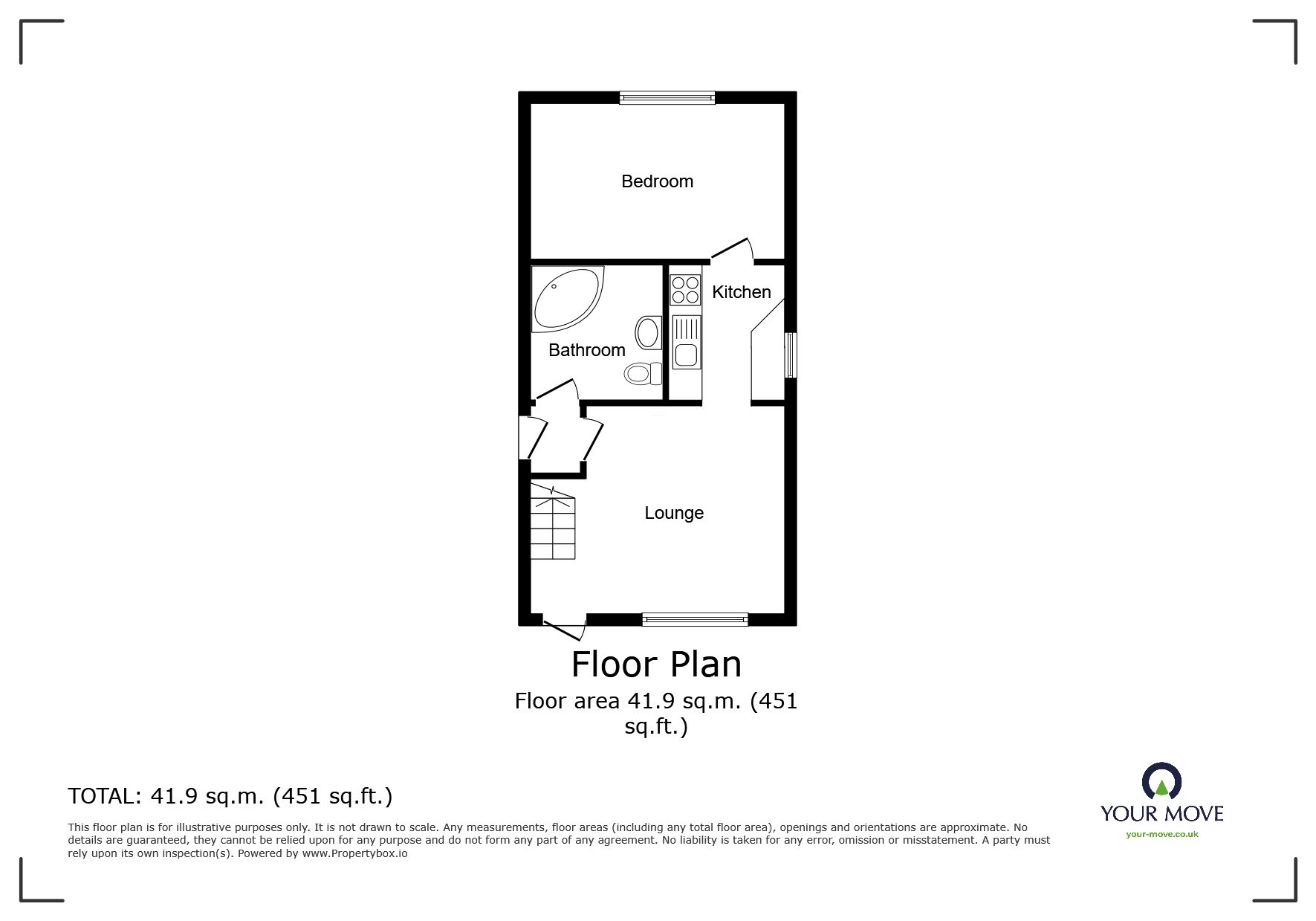 Floorplan of 1 bedroom  Flat to rent, Roebuck Glade, Willenhall, West Midlands, WV12