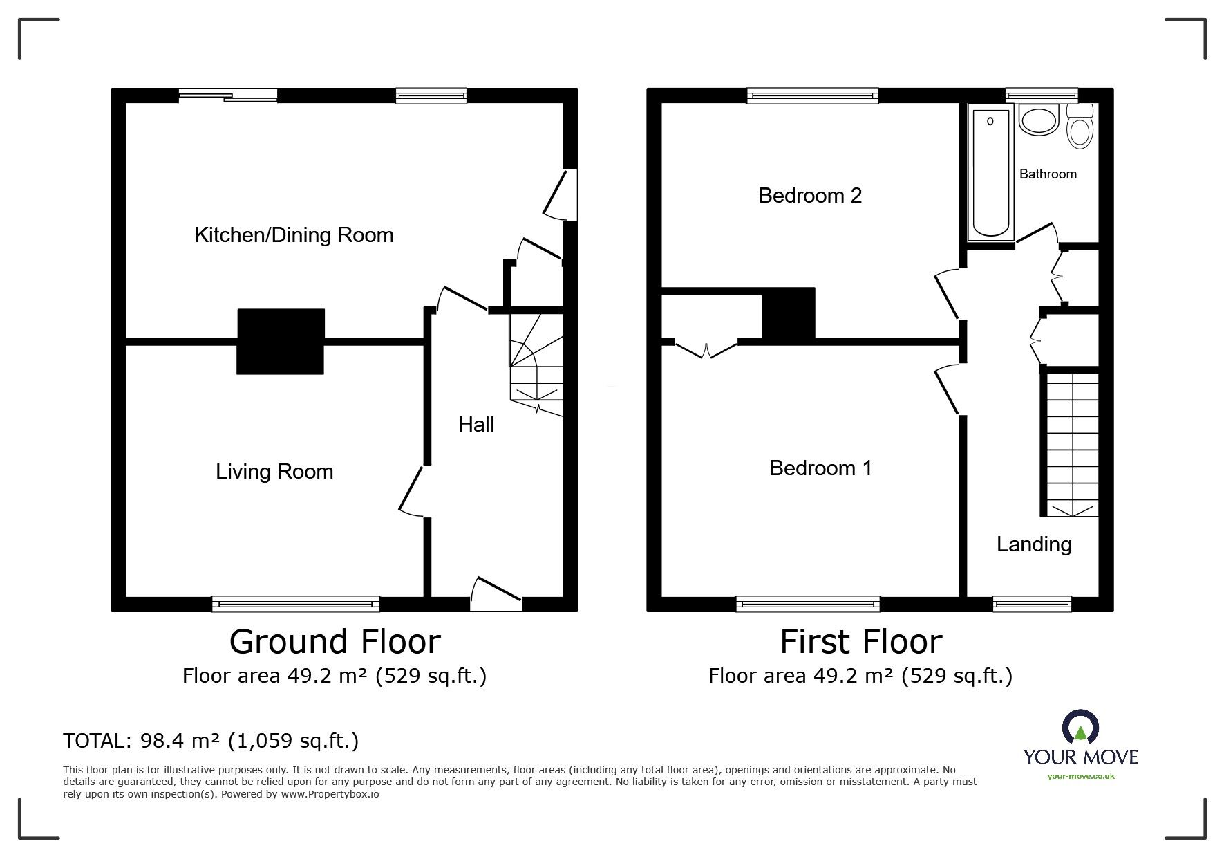 Floorplan of 2 bedroom Semi Detached House to rent, Yew Tree Lane, Wednesbury, West Midlands, WS10