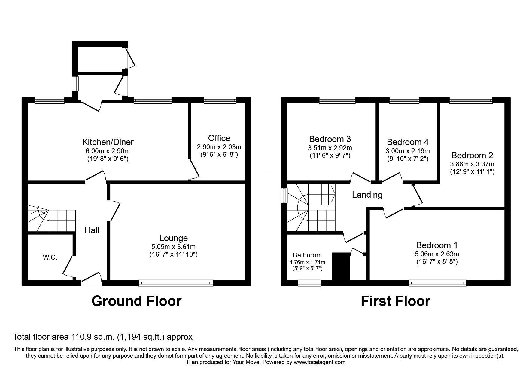 Floorplan of 4 bedroom End Terrace House for sale, Bridgefoot Walk, Pendeford, West Midlands, WV8