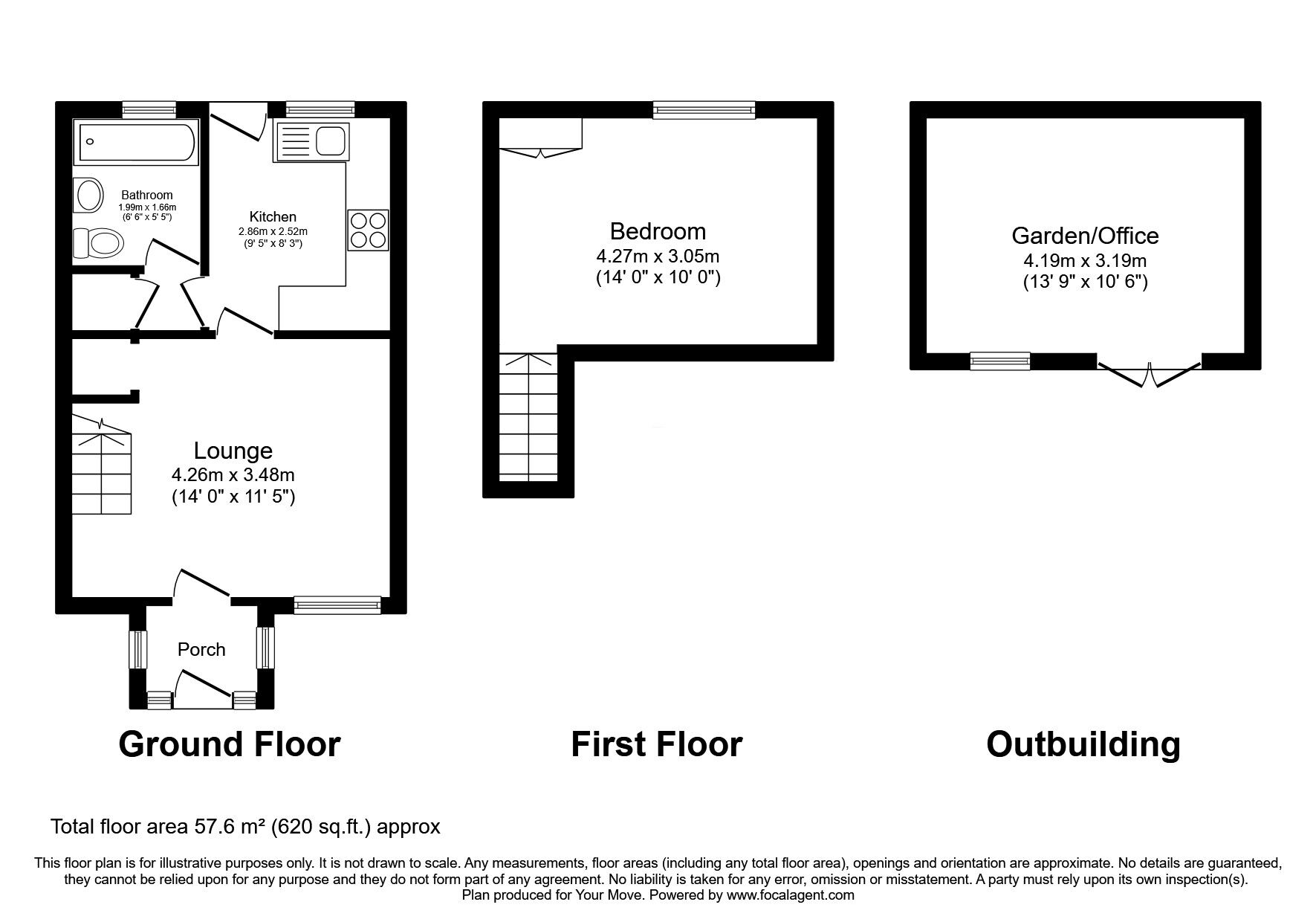 Floorplan of 1 bedroom Mid Terrace House for sale, Snowdon Way, Wolverhampton, West Midlands, WV10