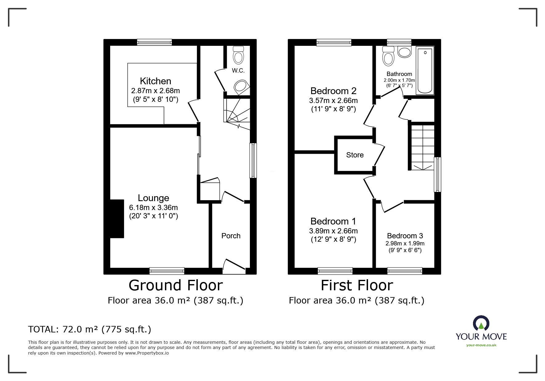 Floorplan of 3 bedroom End Terrace House to rent, Spenser Avenue, Perton, Staffordshire, WV6