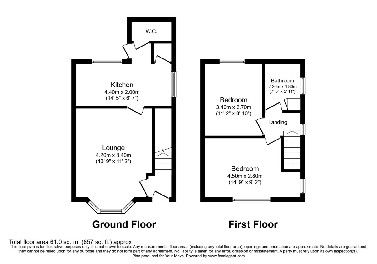 Floorplan of 2 bedroom Semi Detached House to rent, Connaught Road, Bilston, West Midlands, WV14