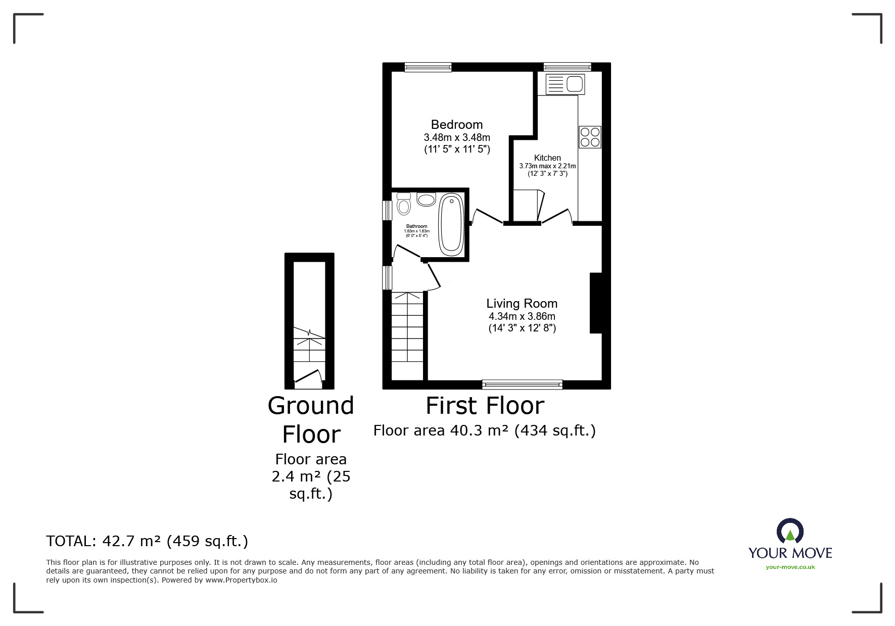 Floorplan of 1 bedroom  Flat to rent, Worcester Grove, Perton, Staffordshire, WV6