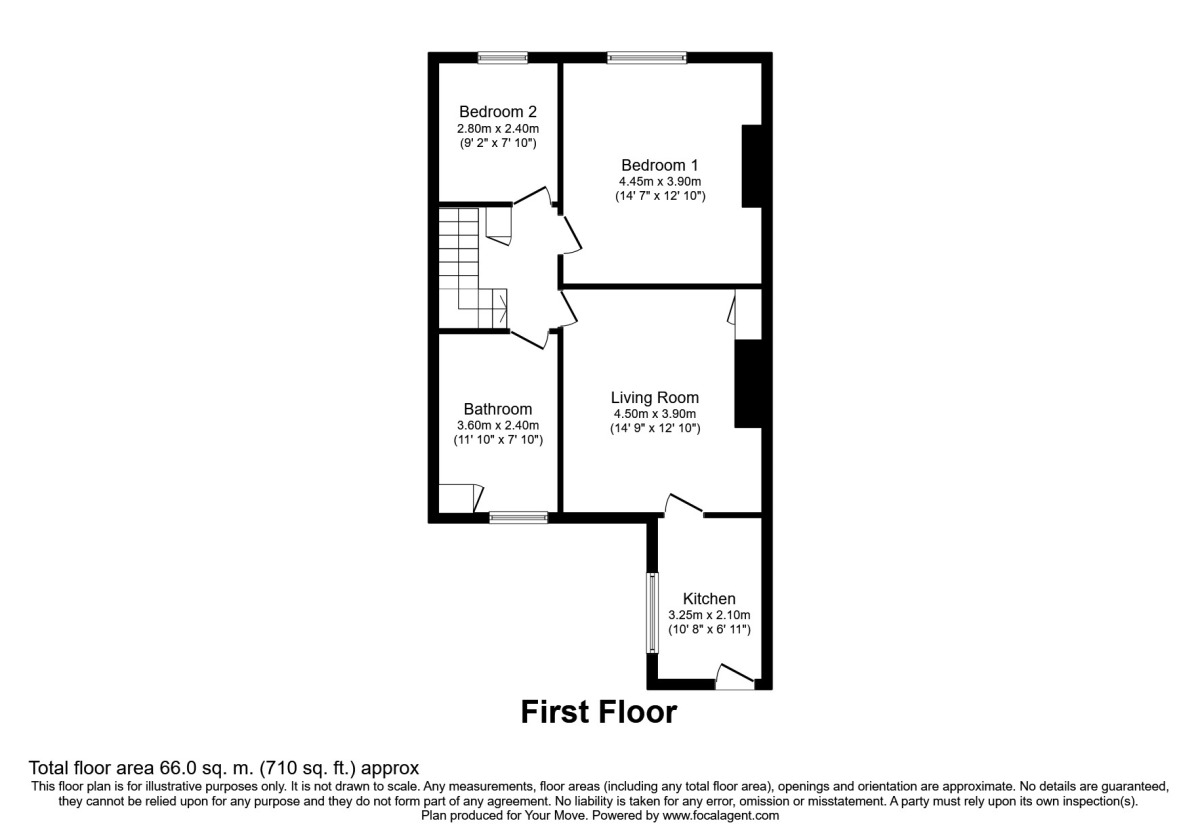 Floorplan of 2 bedroom  Flat to rent, Northumberland Street, Wallsend, Tyne And Wear, NE28