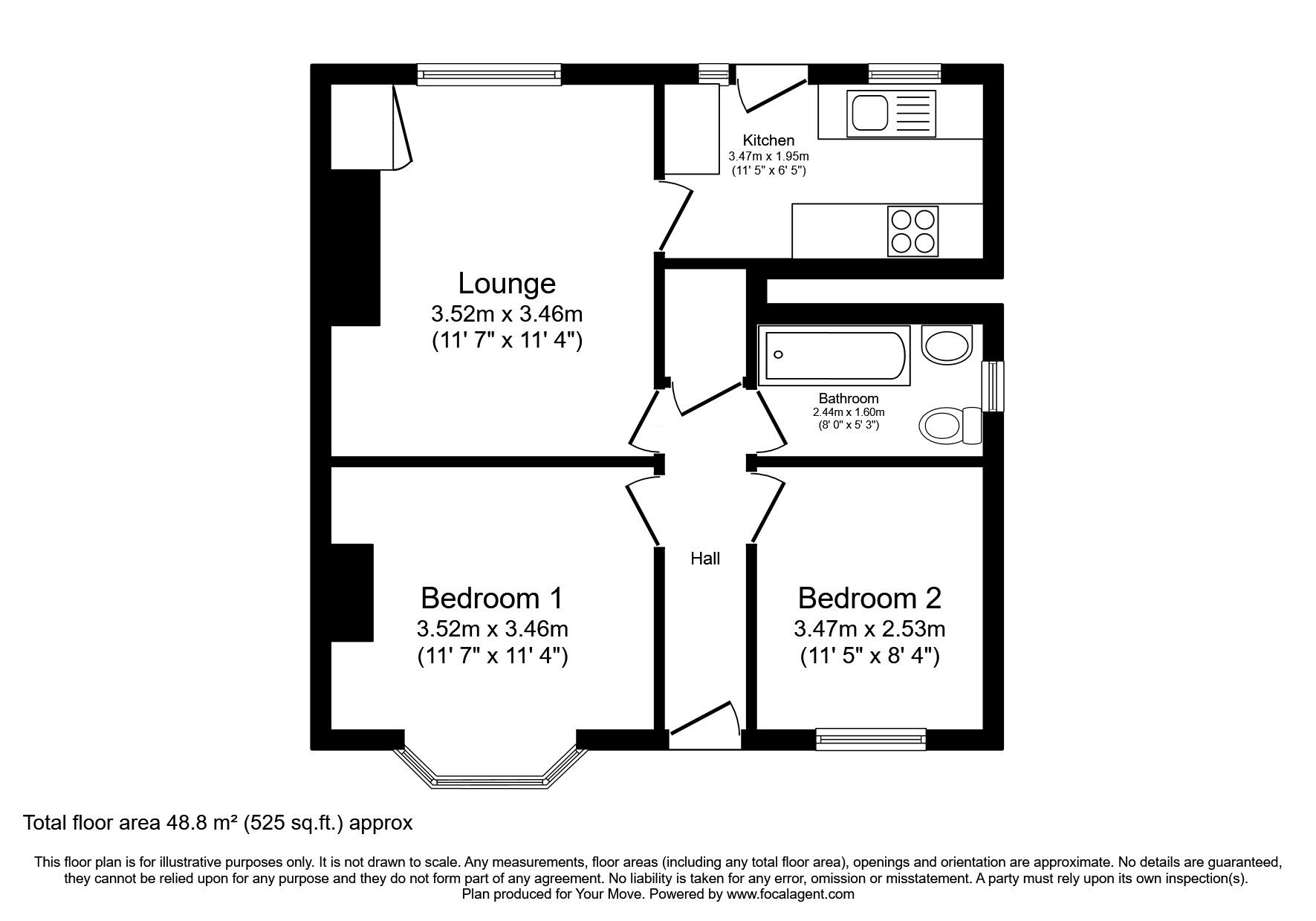 Floorplan of 2 bedroom  Flat for sale, Deneholm, Wallsend, Tyne and Wear, NE28