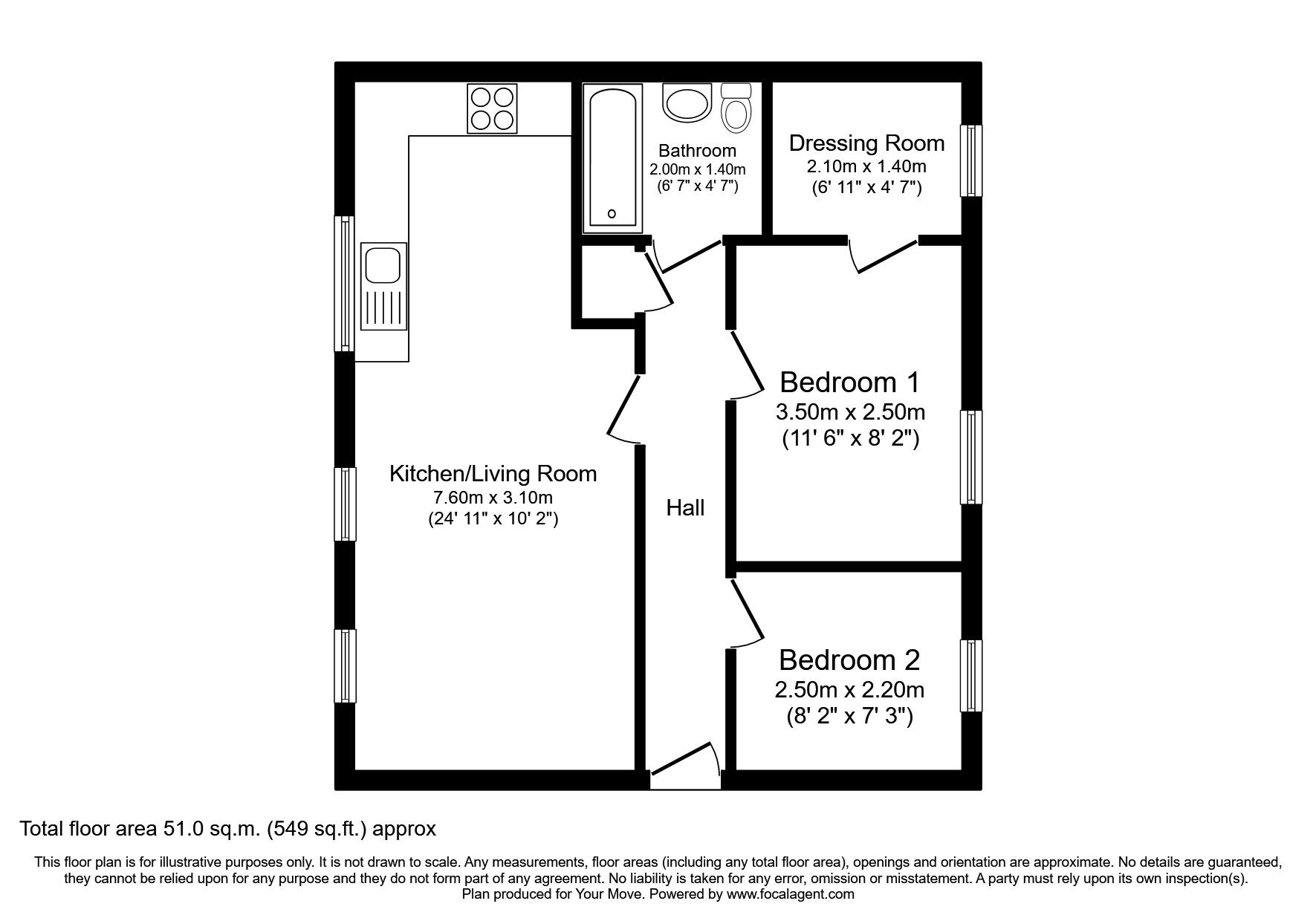 Floorplan of 2 bedroom  Flat to rent, Mickley Close, Wallsend, Tyne and Wear, NE28