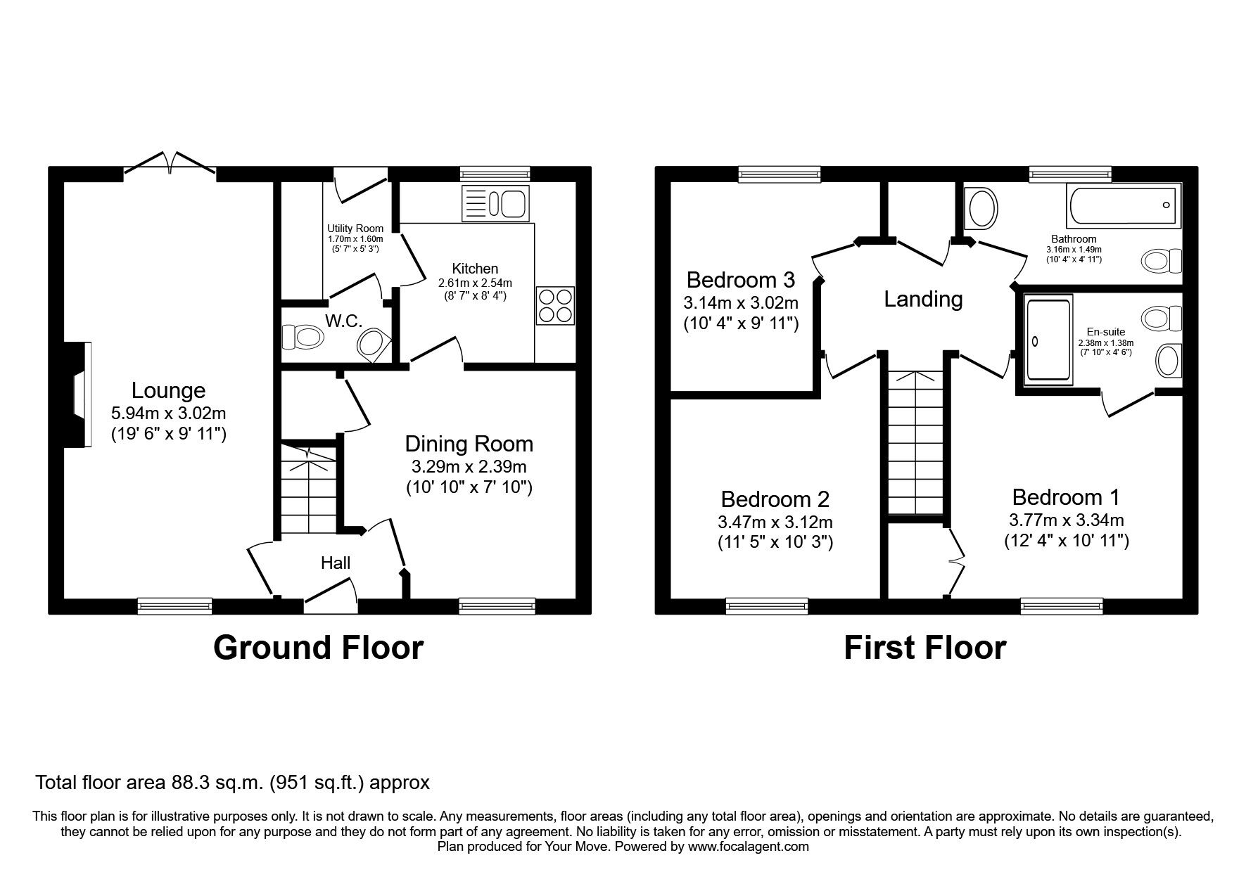 Floorplan of 3 bedroom Detached House to rent, Cloverfield, West Allotment, Tyne and Wear, NE27