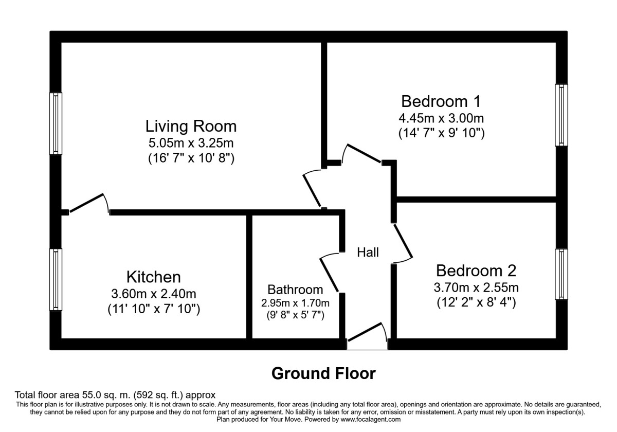 Floorplan of 2 bedroom  Flat to rent, Haydon Drive, Wallsend, Tyne and Wear, NE28