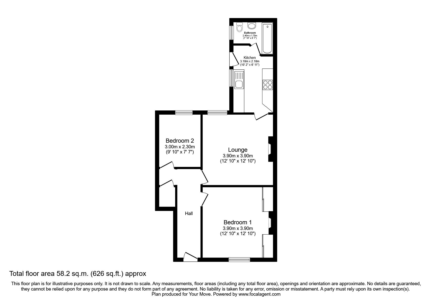 Floorplan of 2 bedroom  Flat for sale, Willington Terrace, Wallsend, Tyne and Wear, NE28