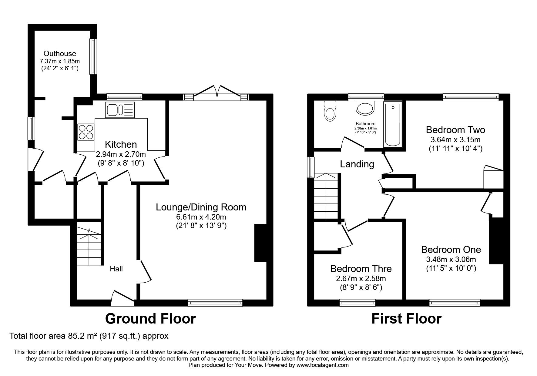 Floorplan of 3 bedroom Semi Detached House for sale, Wheatfield Grove, Newcastle upon Tyne, Tyne and Wear, NE12