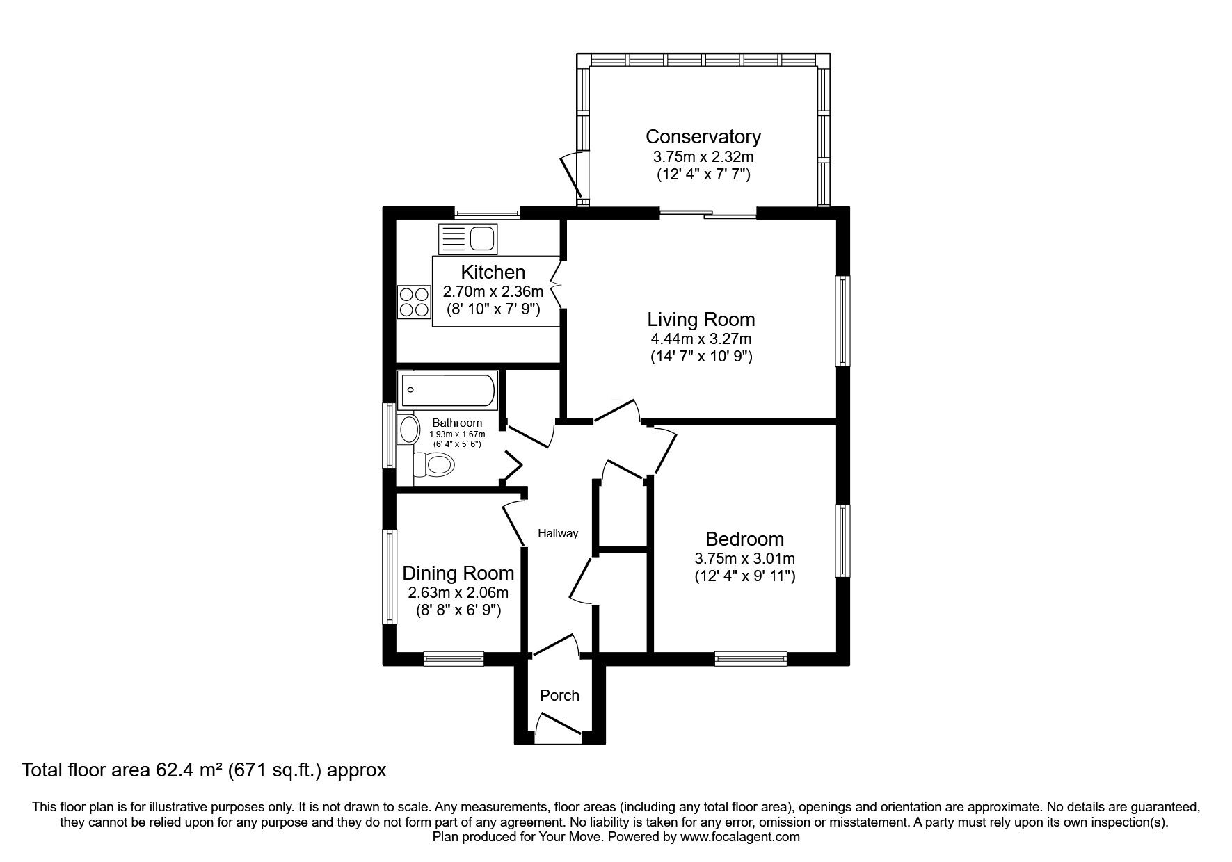 Floorplan of 2 bedroom  Flat for sale, Kenilworth, Newcastle upon Tyne, Tyne and Wear, NE12