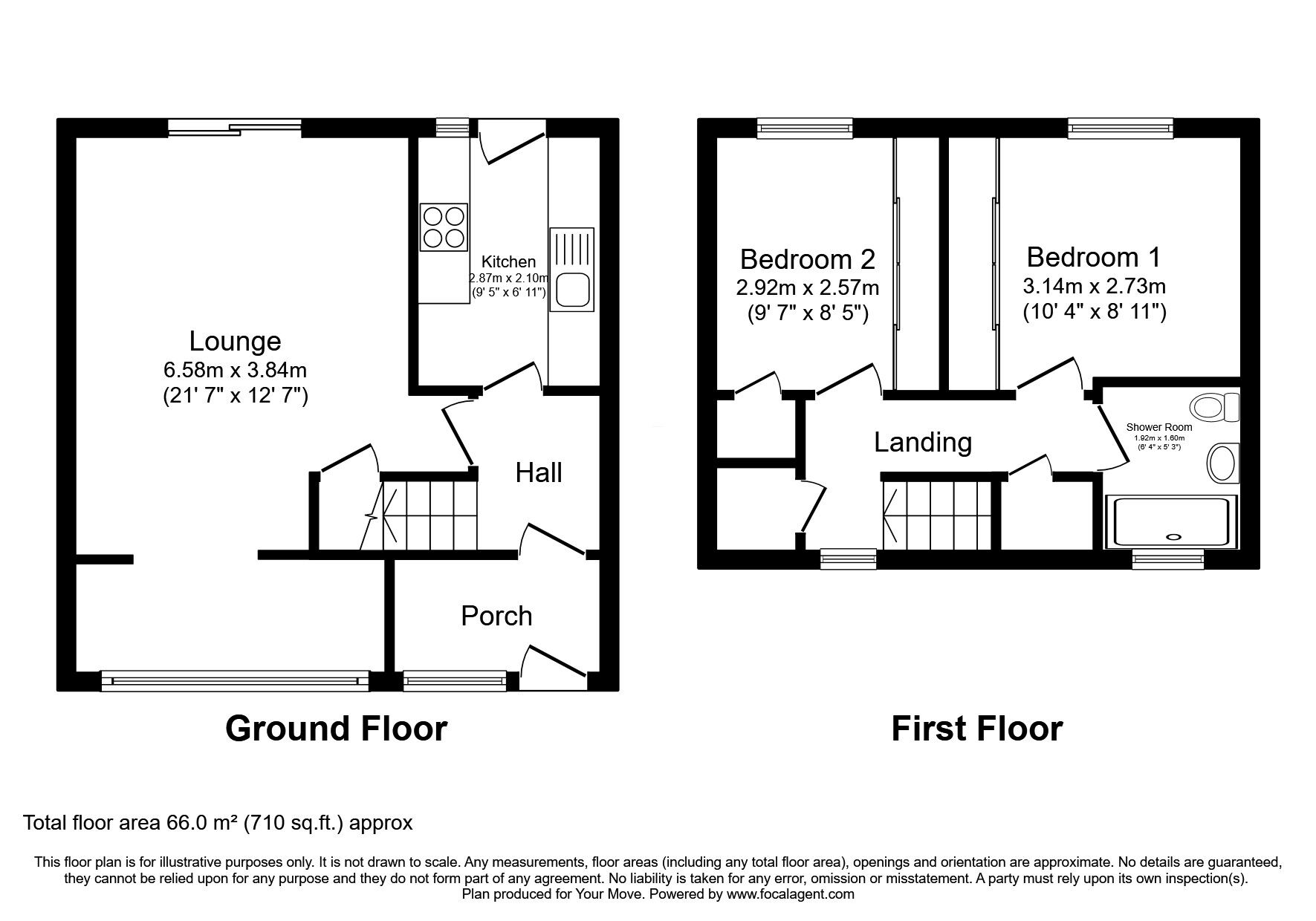 Floorplan of 2 bedroom Semi Detached House for sale, Rosedale, Wallsend, Tyne and Wear, NE28