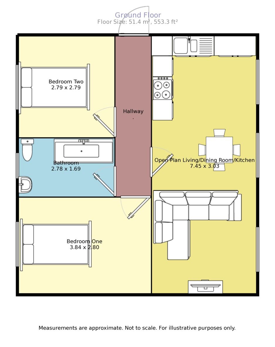 Floorplan of 2 bedroom  Flat to rent, Alexandrea Way, Wallsend, Tyne and Wear, NE28