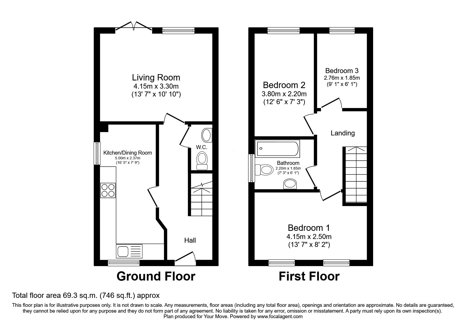 Floorplan of 3 bedroom Semi Detached House for sale, Rosehill Road, Wallsend, Tyne and Wear, NE28