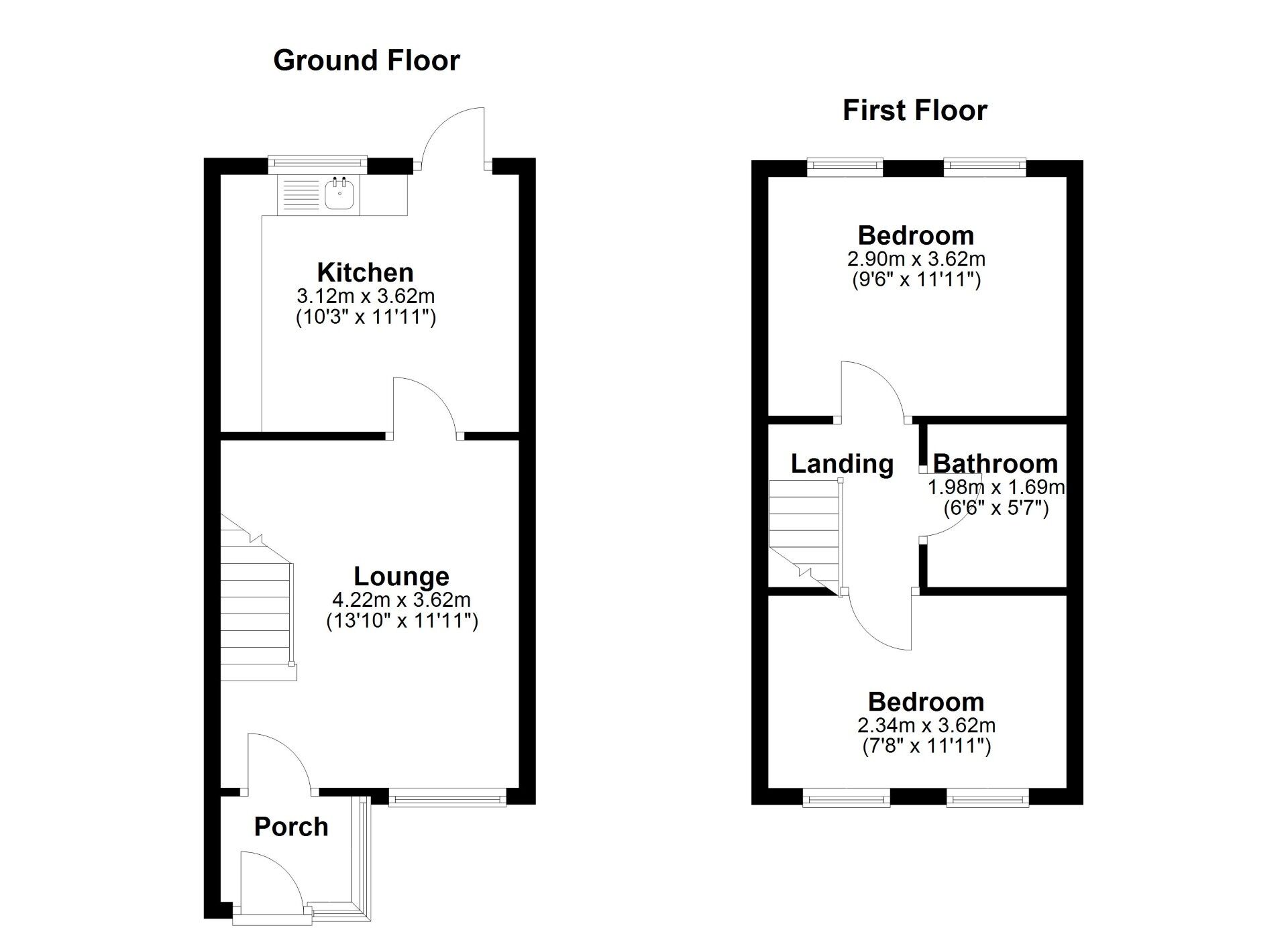 Floorplan of 2 bedroom End Terrace House for sale, Littondale, Wallsend, Tyne and Wear, NE28