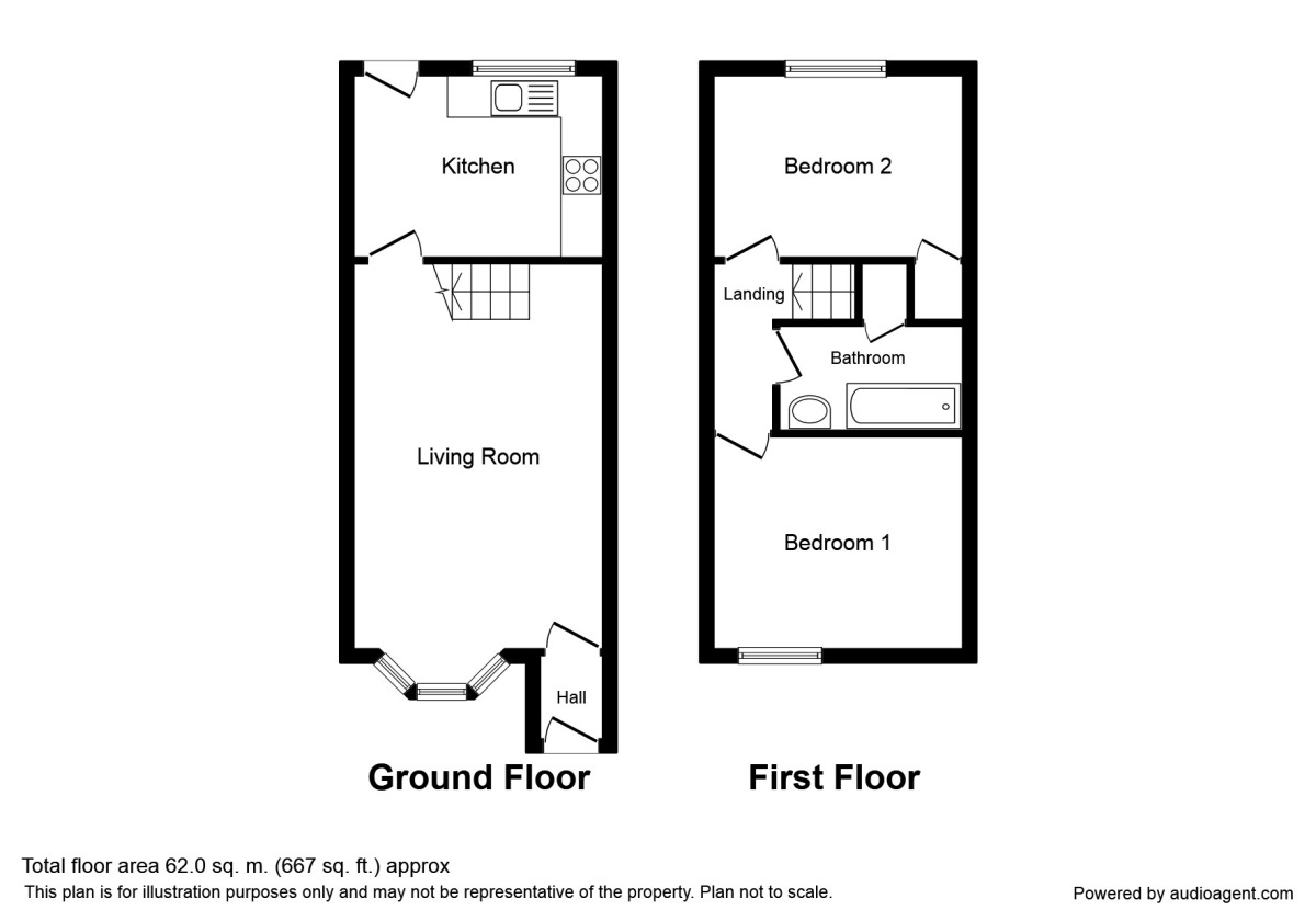 Floorplan of 2 bedroom Semi Detached House for sale, Bishops Close, Wallsend, Tyne and Wear, NE28