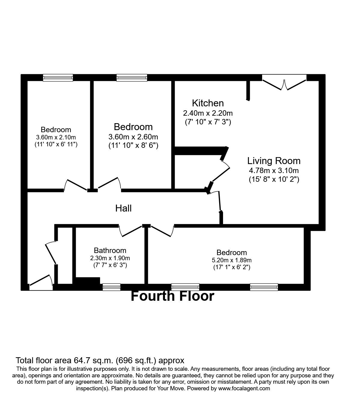 Floorplan of 3 bedroom  Flat for sale, Melbourne Street, Newcastle upon Tyne, Tyne and Wear, NE1